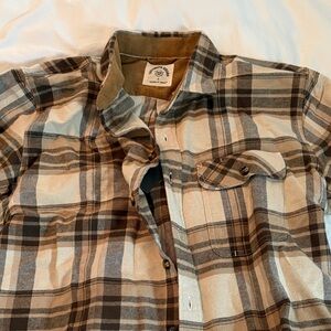 Men's Plaid Button-Down Shirt - Brown & Cream